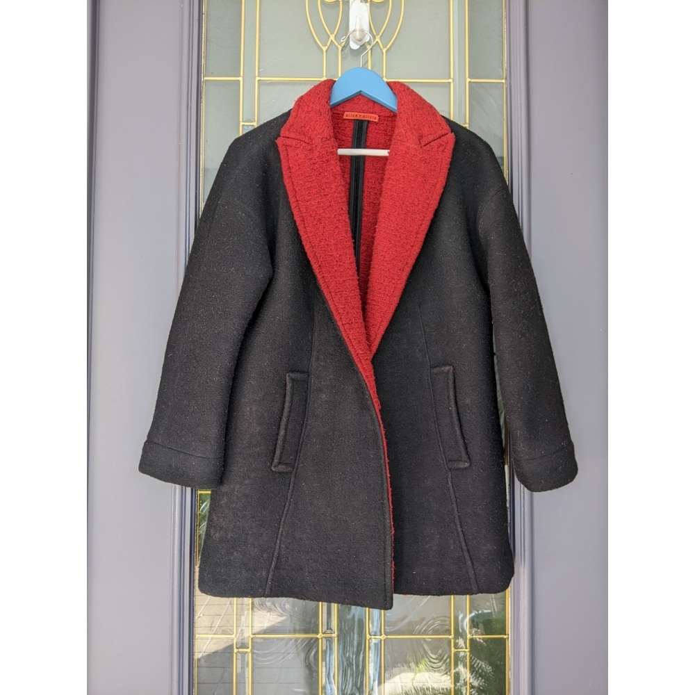 GOOP Alice + Olivia wool boucle contrast coat SMALL - Picture 2 of 7